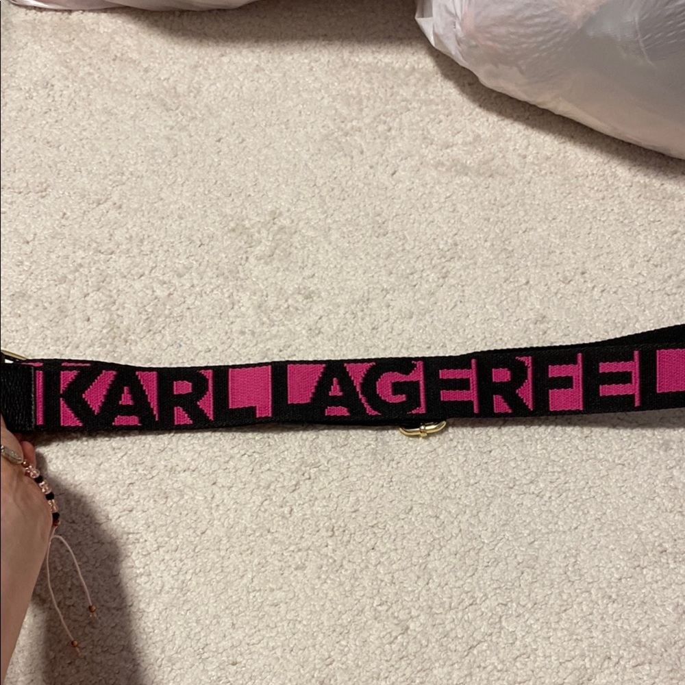Karl Lagerfeld Vibrant Pink and Black Purse Strap